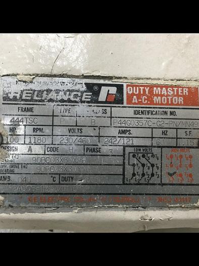 Used RELIANCE ELECTRIC 100 HP Motor P44G0357C-G2-PN/MN4953 #117490