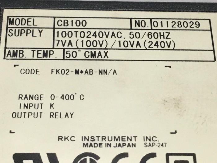 Used RKC Temperature Control CB100 FK02-MAB-NN/A #109022