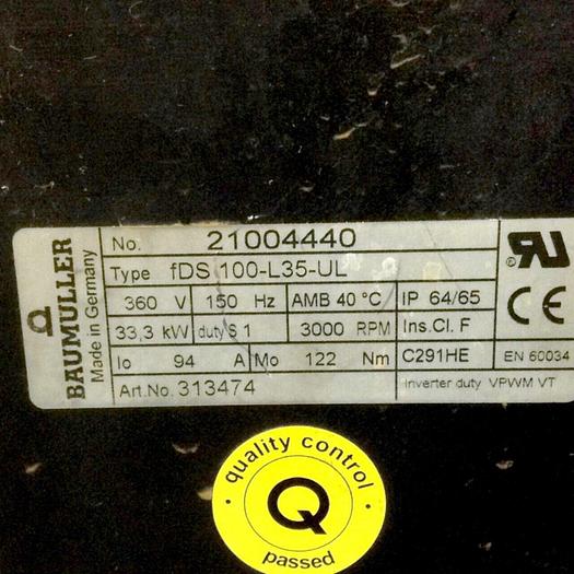 Used BAUMULLER Servo Motor FDS 100-L35-UL Used