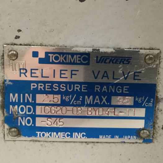 Used VICKERS Tokimec Relief Valve TCG2003BYD4L11 #91740