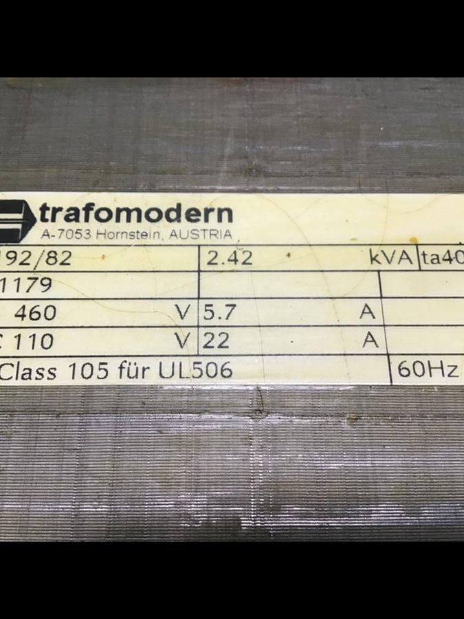 Used TRAFOMODERN Transformer EI192/82 USED