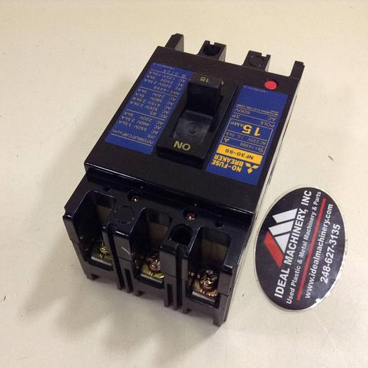 Used MITSUBISHI 15 Amp Circuit Breaker NF30-SS-15 USED #73053