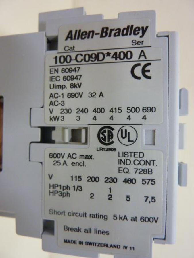 Used ALLEN BRADLEY Contactor 100-C09D.400 SER A Used