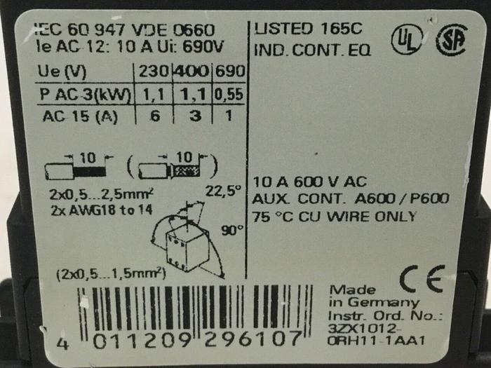 Used SIEMENS Contactor 3RH1140-2BB40 #104104