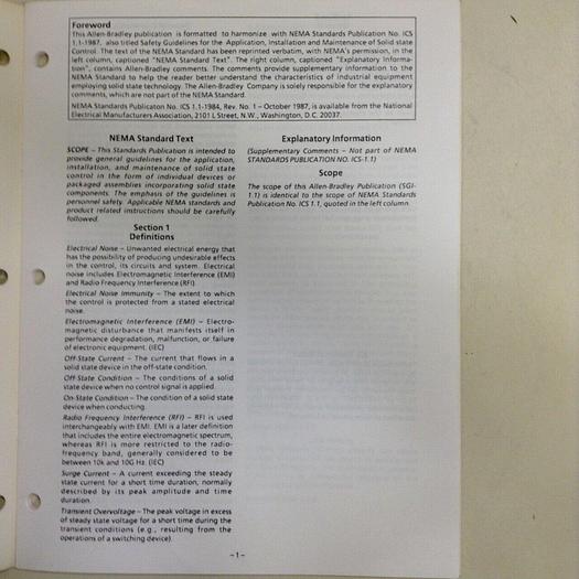Used ALLEN BRADLEY General Information SGI-1.1 #70851