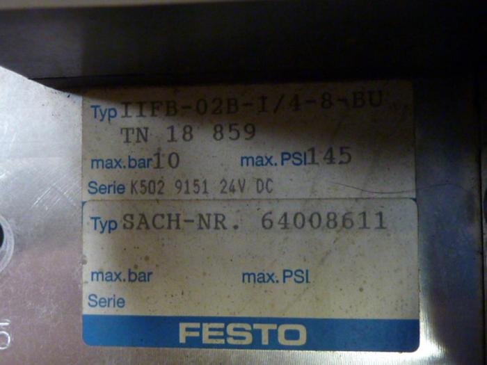 Used FESTO Control Block / Valve Terminal IFB8-02 #52874