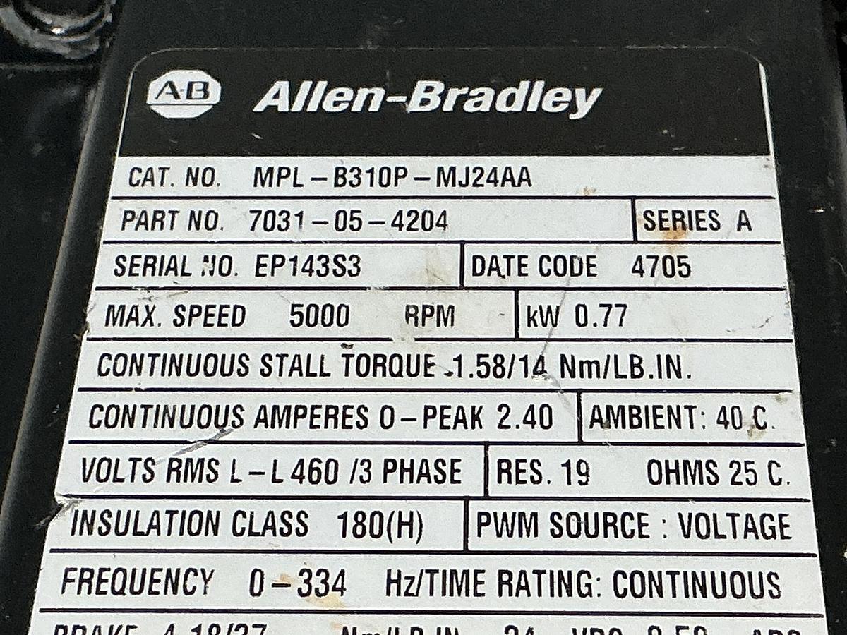 Used ALLEN BRADLEY MPL-B310P-MJ24AA
