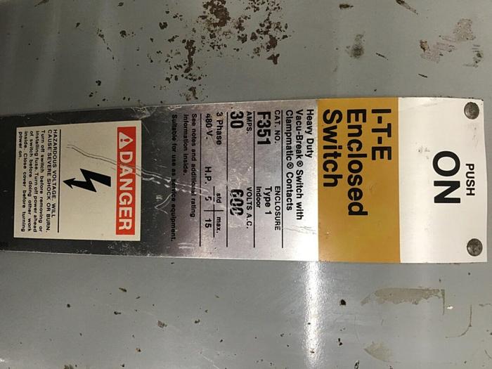 Used SIEMENS 30 Amp ITE Heavy Duty Vacu-Break F-351 #127057