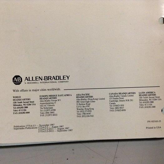 Used ALLEN BRADLEY User's Manual 1775-6.5.5 #70943