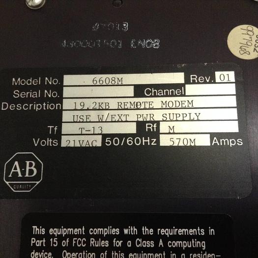 Used ALLEN BRADLEY 19.2KB Remote Modem 6608M #78834