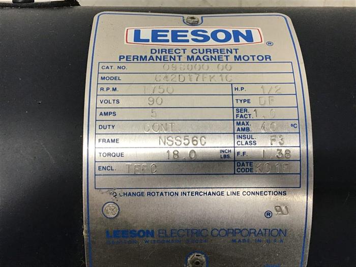Used LEESON ELECTRIC CO 1/2 HP Magnet Motor C42D17FK1C #127683