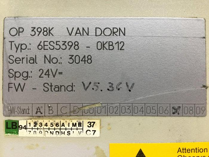 Used SIEMENS Operator Panel 6ES5 398-0KB12 Used