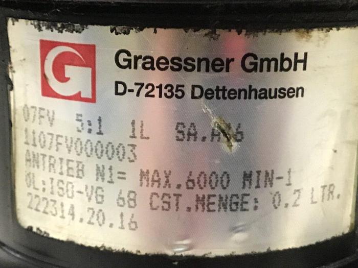 Used GRAESSNER GMBH Right Angle Gearbox 107FV000003 #133656
