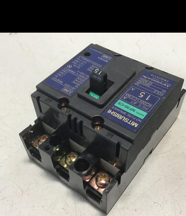 MITSUBISHI 15 Amp Circuit Breaker NF30-CS-15 USED