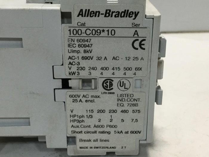 Used ALLEN BRADLEY Contactor 100-C09.10 SER A #109502