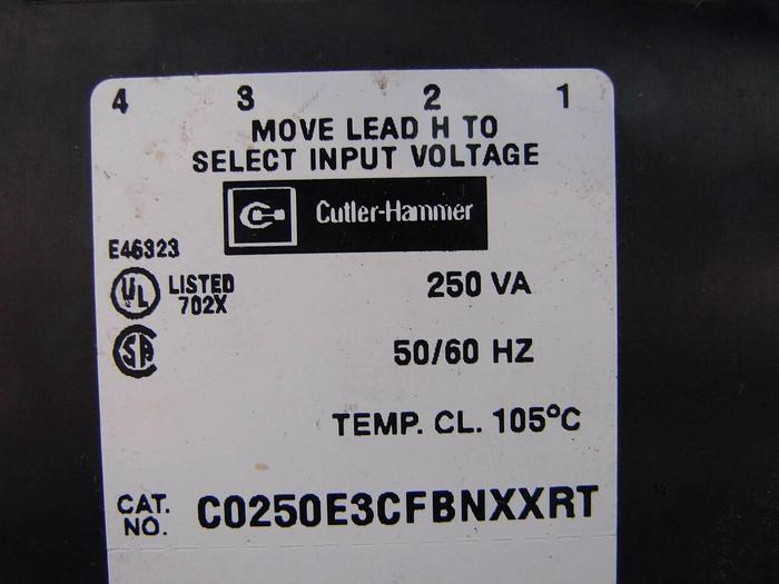 Used CUTLER HAMMER 0.25 kVA Transformer C0250E3CFBNXXRT #10631