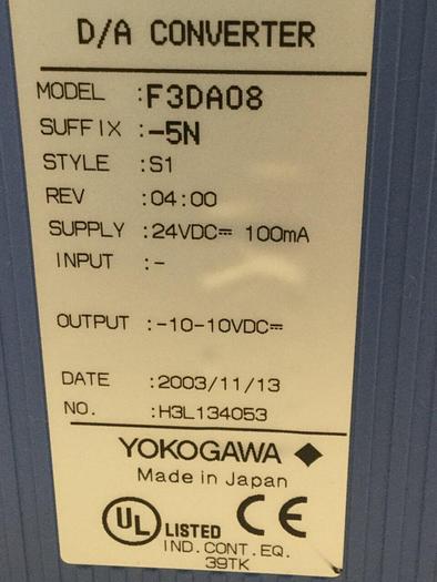 Used YOKOGAWA D/A Converter Module F3DA08 #101496