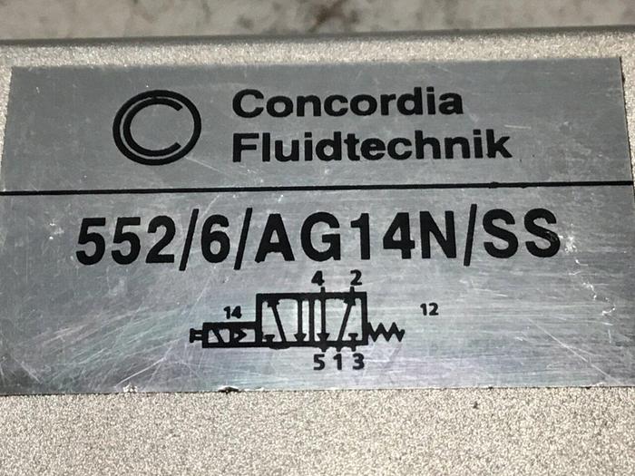 Used CONCORDIA FLUIDTECHNIK Pneumatic Valve 552/6/AG14N/SS #140153