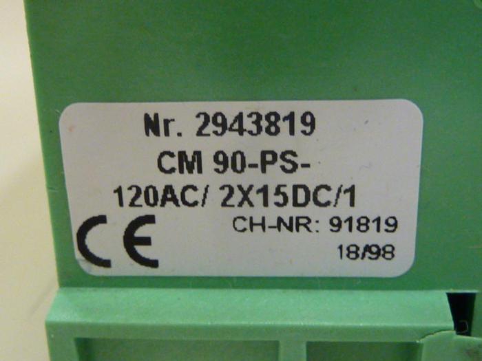 Used PHOENIX CONTACT Power Supply CM 90-PS-120AC/2X15DC/1 #65176