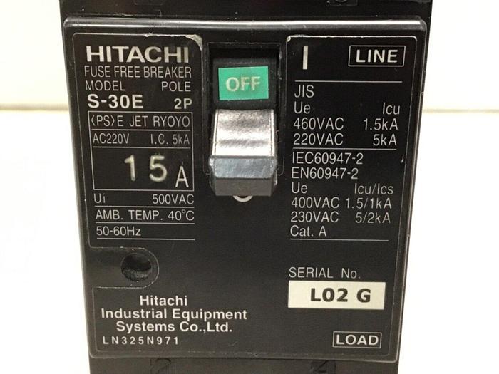 Used HITACHI Circuit Breaker 15 Amp S-30E 15 AMP #117883