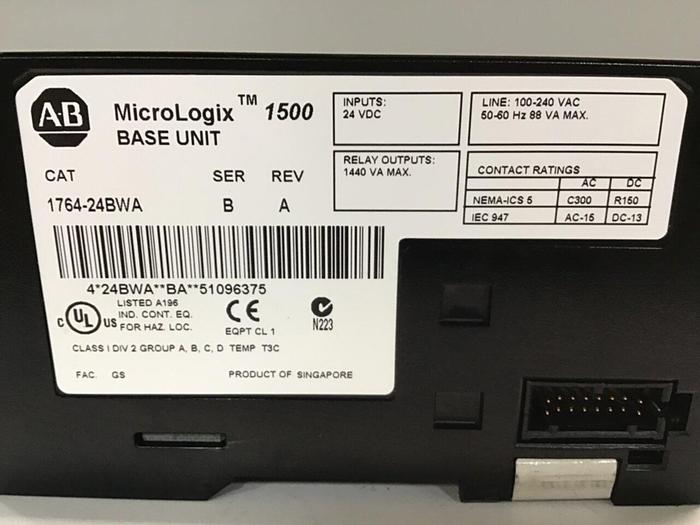 Used ALLEN BRADLEY MicroLogix Base Unit 1764-24BWA SER B USED
