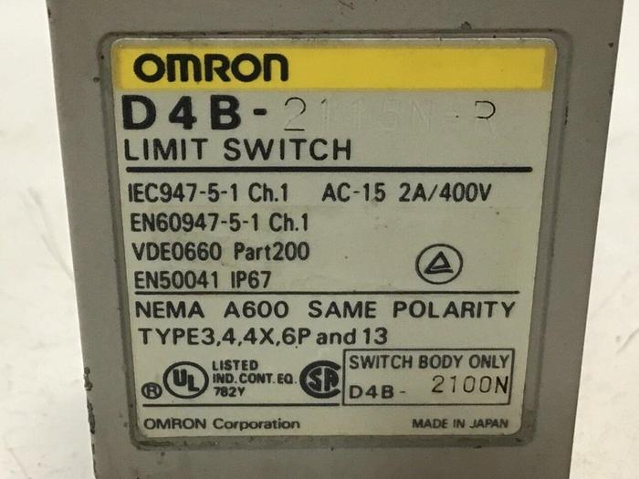Used OMRON Limit Switch D4B-2115N-R #121500