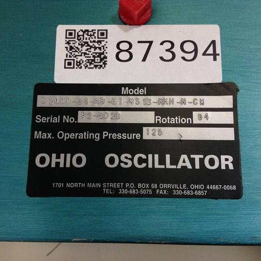 Used OHIO OSCILLATOR Rotary Actuator D2000-94-AB-ET-MS13-RKH-N-CW #87394