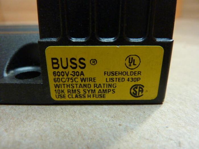 Used BUSSMANN 30 Amp Fuse Holder H60030-3C #30013