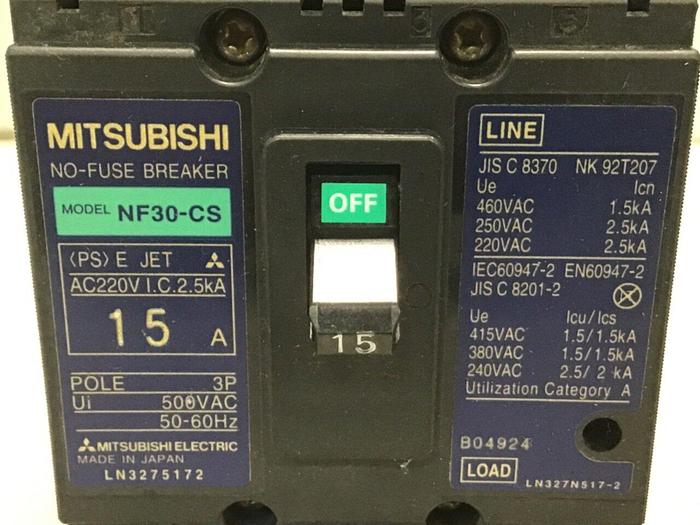 MITSUBISHI 15 Amp Circuit Breaker NF30-CS-15 #124882