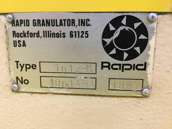 Used RAPID 15 HP Grinder / Granulator, 1012-K, Used