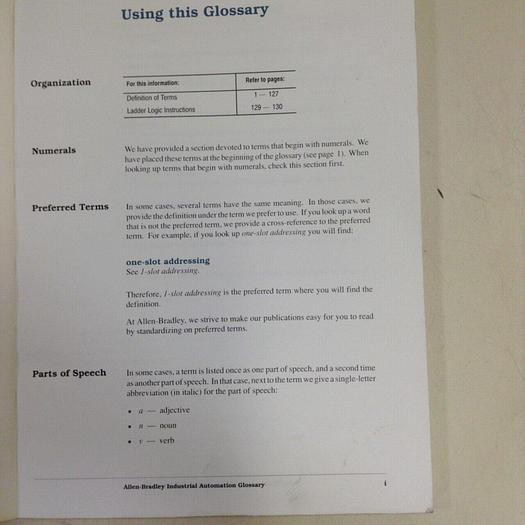 Used ALLEN BRADLEY Industrial Automation Glossary AG 4.1 #70929