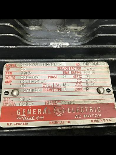 Used GENERAL ELECTRIC 25 HP Motor 5K324JL3052DPF2 Used