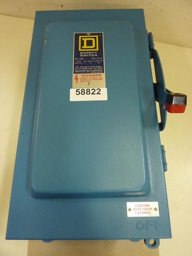 Used SQUARE D 100 Amp Safety Switch H-323 A #58822