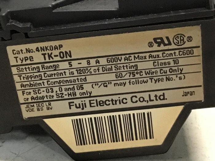 Used FUJI ELECTRIC Overload Relay TR-ON/3 4NKOAP #125428