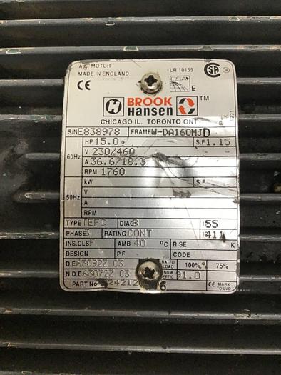 Used BROOK HANSEN 15 HP AC Motor W-DA160MJD #128595