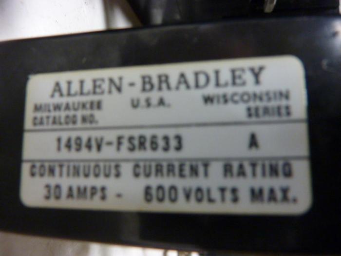 Used ALLEN BRADLEY 30 Amp Disconnect Switch 1494V-DS30 SER A #57391