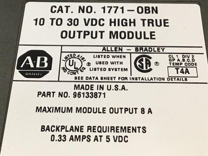 Used ALLEN BRADLEY Output Module 1771-OBN #128923
