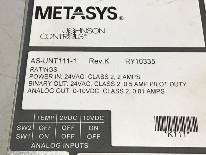 Used JOHNSON CONTROLS Controller AS-UNT111-1 #129328