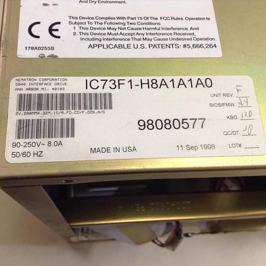 Used NEMATRON CORP Operator Interface IC73F1-H8A1A1A0 Used