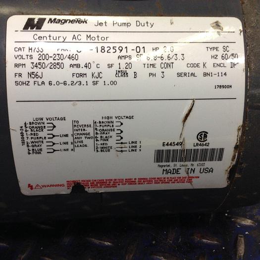 Used MAGNETEK Century AC Motor H733 #83038