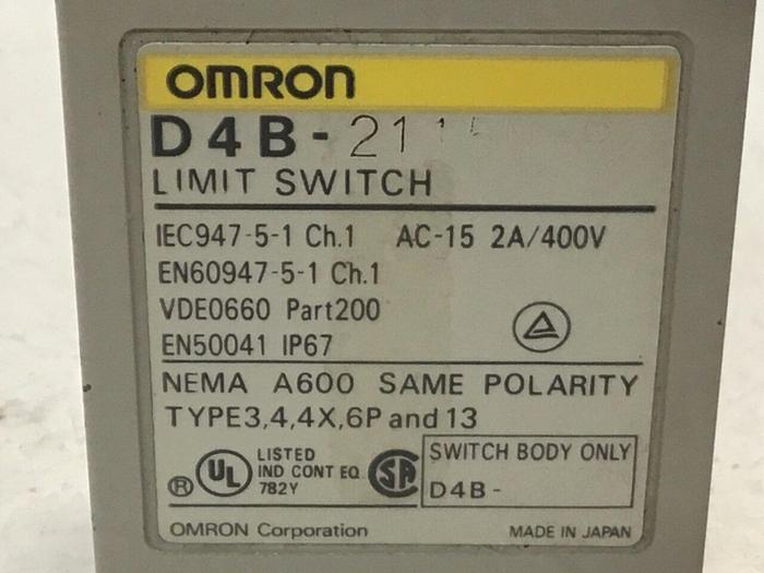 Used OMRON Limit Switch D4B-2115N-R #121518