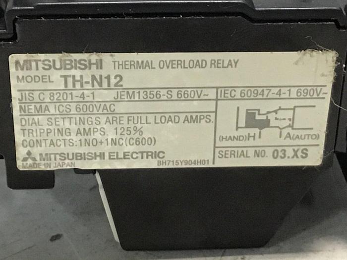Used MITSUBISHI Thermal Overload Relay TH-N12 #125465
