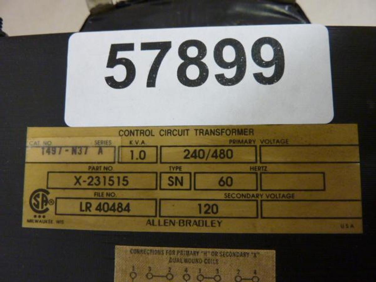 Used ALLEN BRADLEY 1 kVA Transformer 1497-N37 SER A Used