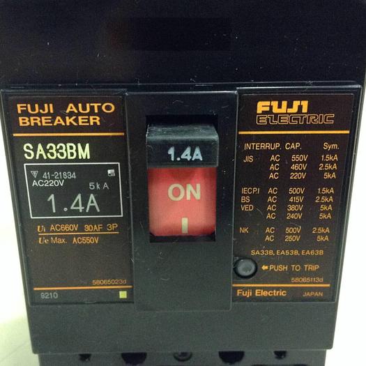 Used FUJI ELECTRIC 1.4 Amp Auto Breaker SA33BM-1.4 #78559