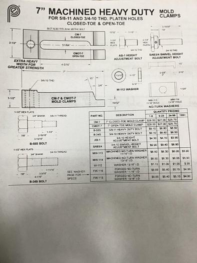 Used PPE 7 Inch Heavy Duty Machined Mold Clamp CM-7 #118873