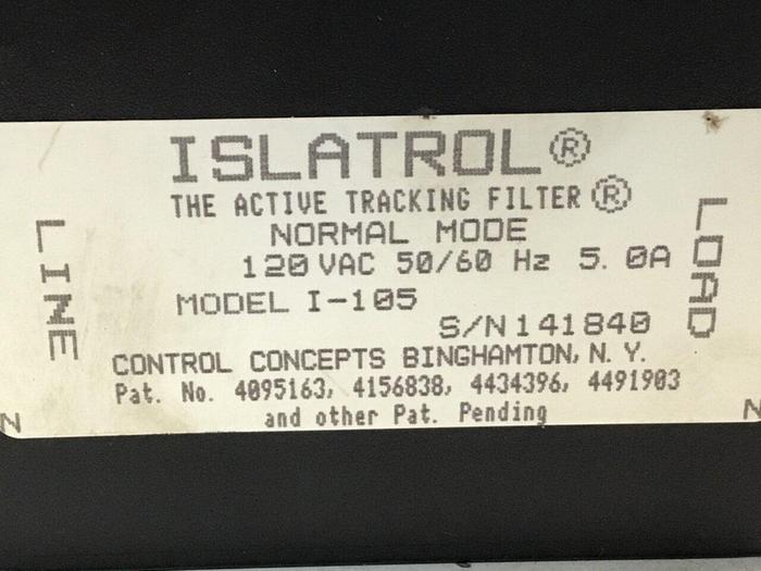 Used ISLATROL Active Tracking Filter I-105 #123504