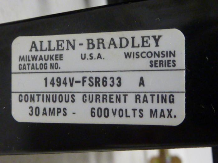 Used ALLEN BRADLEY 30 Amp Disconnect Switch 1494V-DS30 SER A #57402
