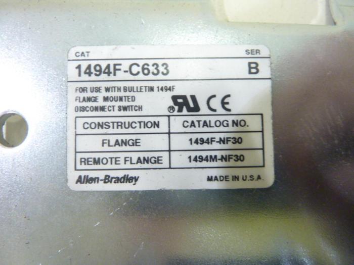 ALLEN BRADLEY 30 Amp Fuse Block Plate 1494F-C633 SER B #43487