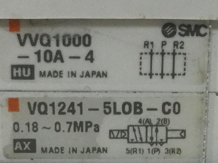 Used SMC Solenoid Valve Bank VVQ1000-10A-4 / VQ1241-5LOB-C0 #104020