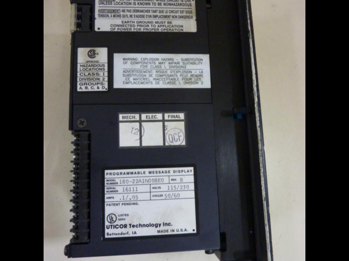Used UTICOR Programmable Display 180-22A1N008E0 USED